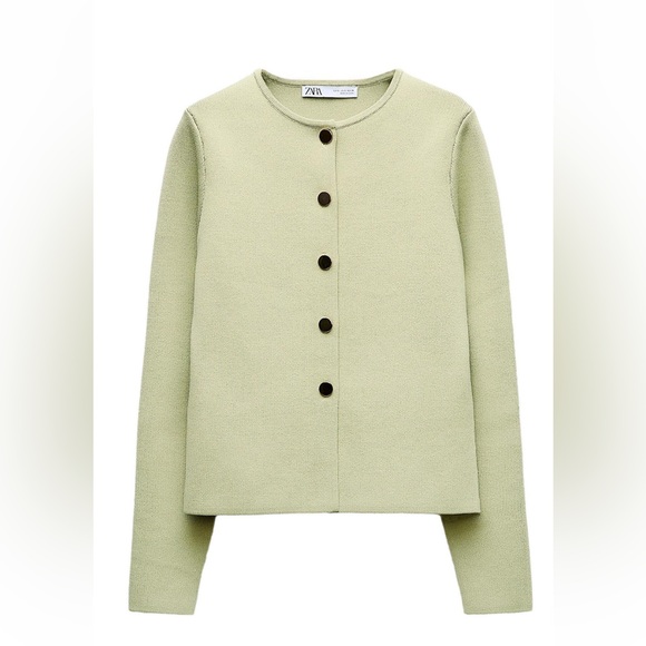 Zara mint green tailored knit cardigan - Picture 3 of 4